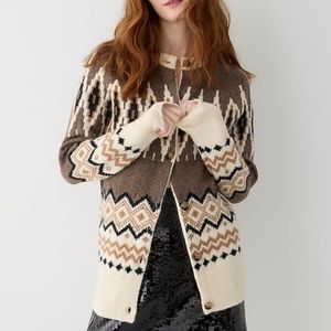 J Crew Fair Isles Alpaca Blend Cardigan Sweater, Sz Sm